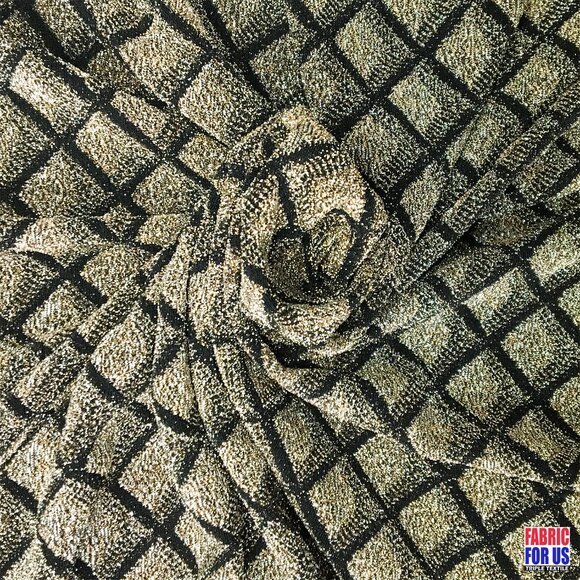 Natural Lurex Diamond Design Nylon-Spandex Stretch Fabric 58/60" Wide - Picture 4 of 4